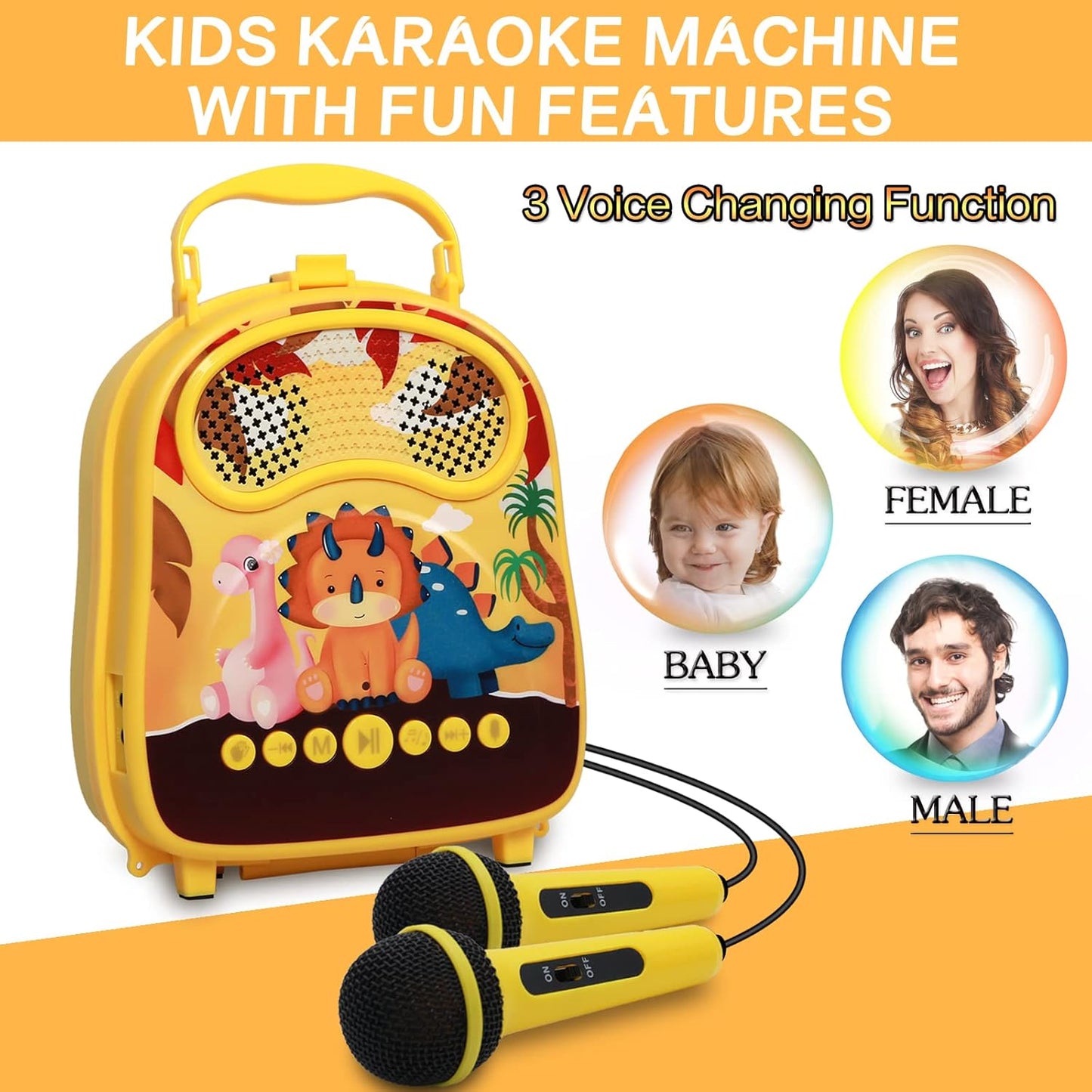 Parlante  karaoke para niños, altavoz Bluetooth portátil con 2 micrófonos, juguetes de karaoke regalos para niños, máquina de canto para niñas de 3, 4, 5, 6, 7, 8, 9, 10 años y fiesta de cumpleaños
