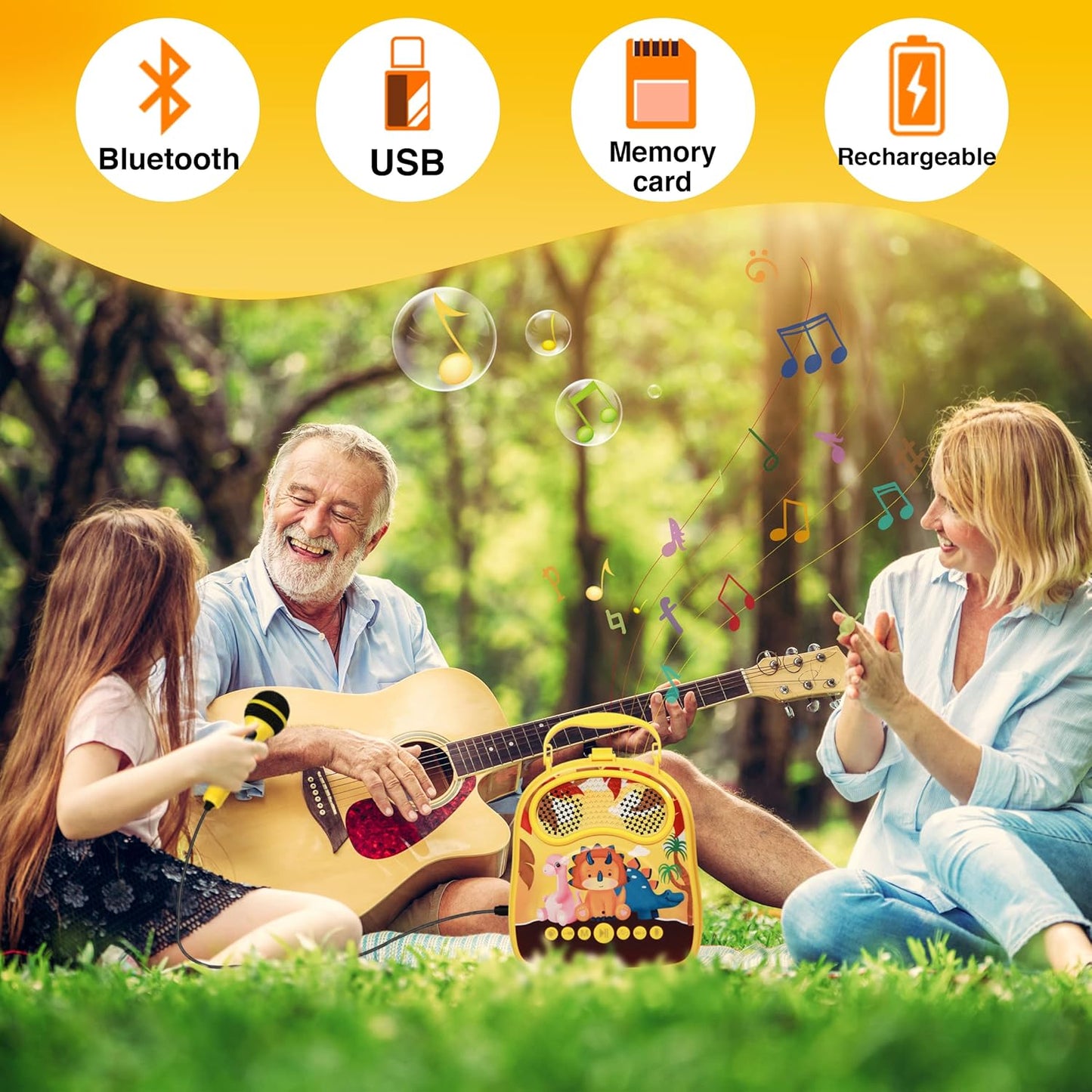 Parlante  karaoke para niños, altavoz Bluetooth portátil con 2 micrófonos, juguetes de karaoke regalos para niños, máquina de canto para niñas de 3, 4, 5, 6, 7, 8, 9, 10 años y fiesta de cumpleaños
