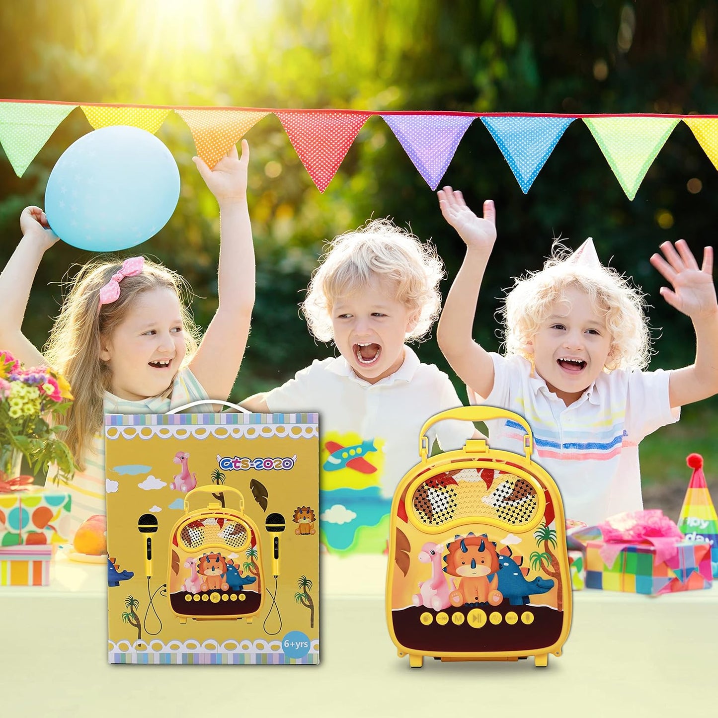 Parlante  karaoke para niños, altavoz Bluetooth portátil con 2 micrófonos, juguetes de karaoke regalos para niños, máquina de canto para niñas de 3, 4, 5, 6, 7, 8, 9, 10 años y fiesta de cumpleaños